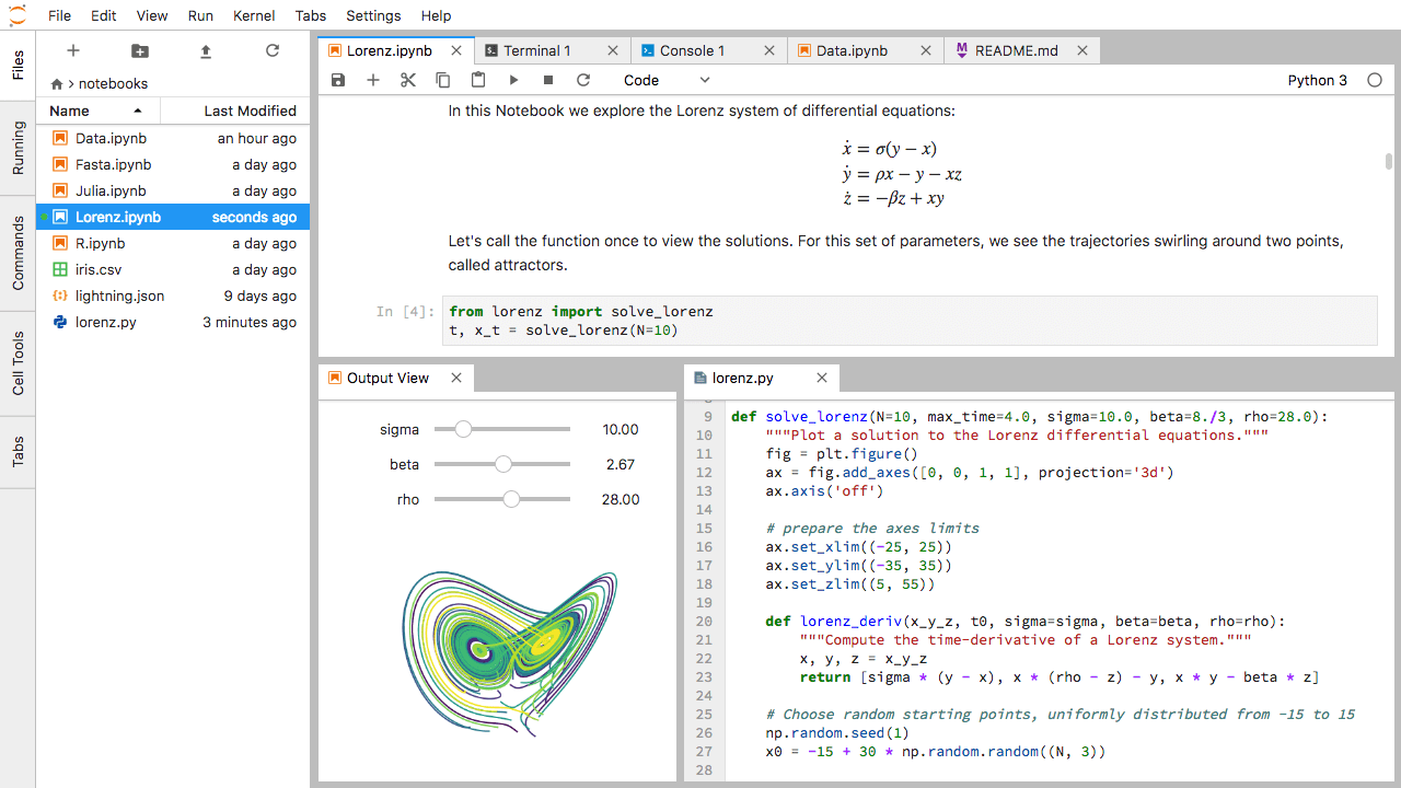 Screenshot of JupyterLab.